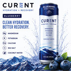 CURENT Blueberry Electrolyte Drink – Hydration + Recovery Sports Drink with Magnesium, Potassium, Calcium, Sea Salt & Coconut Water – Naturally Flavored – 16 oz