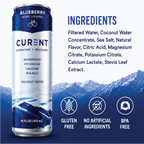 CURENT Blueberry Electrolyte Drink – Hydration + Recovery Sports Drink with Magnesium, Potassium, Calcium, Sea Salt & Coconut Water – Naturally Flavored – 16 oz