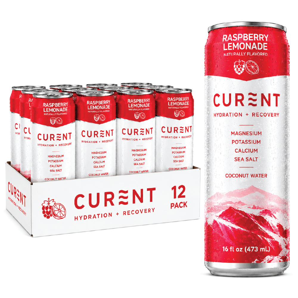 CURENT Raspberry Lemonade Electrolyte Drink – Hydration + Recovery Sports Drink with Magnesium, Potassium, Calcium, Sea Salt & Coconut Water – Naturally Flavored – 16 oz