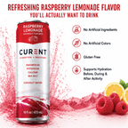 CURENT Raspberry Lemonade Electrolyte Drink – Hydration + Recovery Sports Drink with Magnesium, Potassium, Calcium, Sea Salt & Coconut Water – Naturally Flavored – 16 oz
