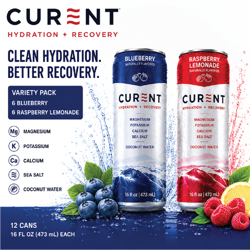 CURENT Variety Pack Electrolyte Drink – Hydration + Recovery Sports Drink with Magnesium, Potassium, Calcium, Sea Salt & Coconut Water – Naturally Flavored – 16 oz