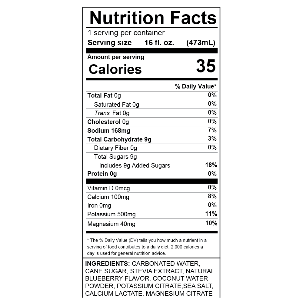 CURENT Blueberry Electrolyte Drink – Hydration + Recovery Sports Drink with Magnesium, Potassium, Calcium, Sea Salt & Coconut Water – Naturally Flavored – 16 oz