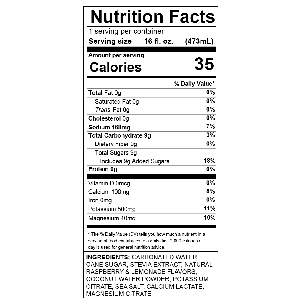 CURENT Raspberry Lemonade Electrolyte Drink – Hydration + Recovery Sports Drink with Magnesium, Potassium, Calcium, Sea Salt & Coconut Water – Naturally Flavored – 16 oz